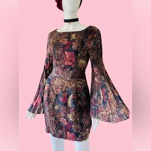 Sold Vintage 90’s Renaissance Tapestry Style Bell Sleeve Dress by XOXO